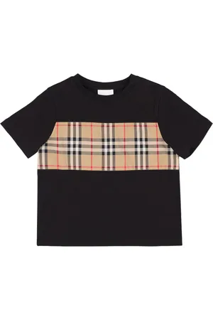 Burberry T-shirt In Jersey Di Cotone Con Inserto Check