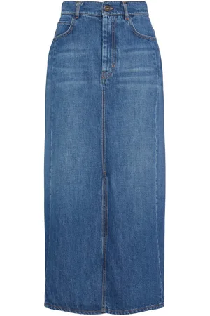 Max Mara Gonna Midi Gesso In Denim