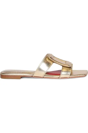 Roger Vivier Sandali Bassi In Pelle Metallizzata 10mm