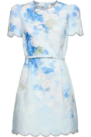 ZIMMERMANN Vestito Mini Crush In Lino Stampato