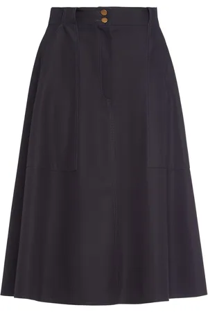 Max Mara Gonna Midi Cennare In Twill Di Cotone