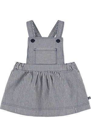 Petit Bateau Salopette In Gabardina Di Misto Cotone A Righe