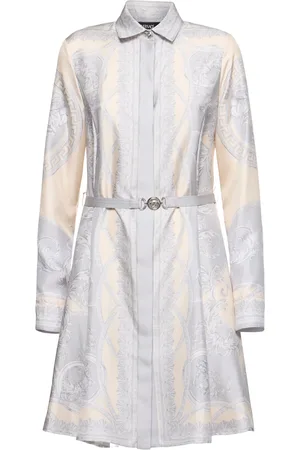 VERSACE Vestito In Twill Di Seta Stampato