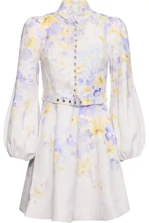 ZIMMERMANN Vestito Mini Crush In Lino Stampato