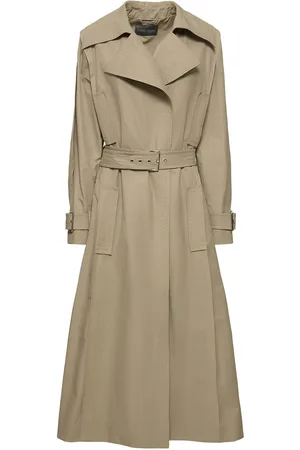 Alberta Ferretti Trench In Gabardina Di Misto Cotone Con Cintura