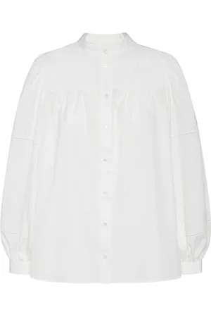 Max Mara Camicia Ribaldo In Popeline Di Cotone Ricamato