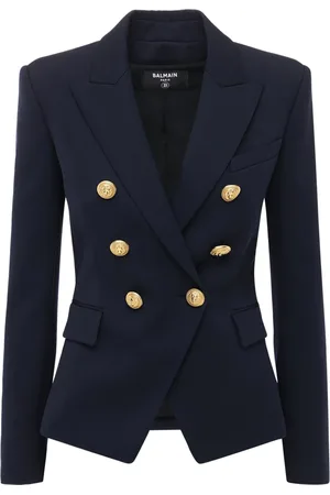 Balmain Blazer Doppiopetto In Twill Di Lana