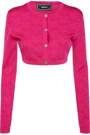 VERSACE Cardigan Cropped In Maglia Di Viscosa Jacquard