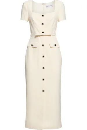 Self-Portrait Vestito Midi In Crepe Con Bottoni
