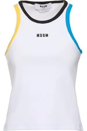 Msgm Tank Top In Jersey Con Logo