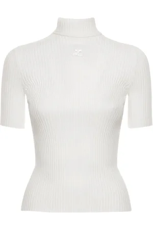 Courrèges Top In Maglia Di Misto Viscosa / Logo