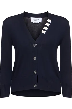 Thom Browne Cardigan In Maglia Di Cotone Con Strisce
