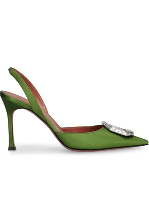 Amina Muaddi Décolleté Camelia In Raso 90mm