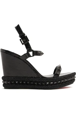 Christian Louboutin Zeppe Pyraclou In Pelle Lamé 110mm