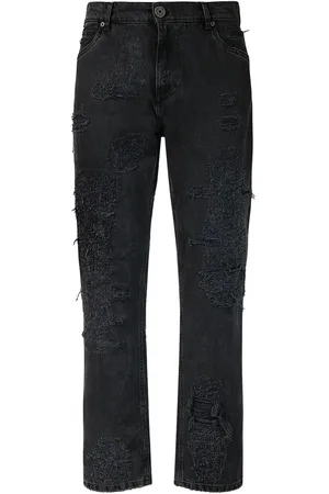 Balmain Jeans Dritti In Denim Distressed