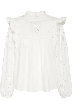 Max Mara Camicia Taddeo In Popeline Broderie Anglaise