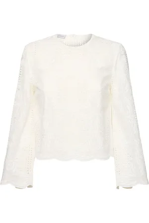 Giambattista Valli Top In Voile Di Misto Cotone Voile Ricamato
