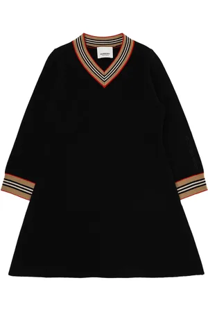 Burberry Vestito In Misto Lana Con Intarsi