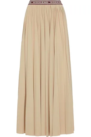 Max Mara Gonna Midi Bleu In Jersey Plissé