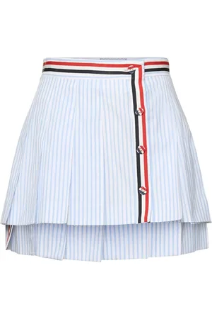 Thom Browne Minigonna In Popeline Di Cotone Plissé
