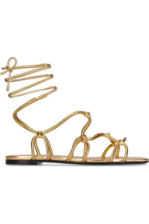 VALENTINO GARAVANI Sandali Rockstud In Pelle Lamé 5mm