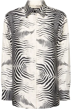 Roberto Cavalli Camicia In Twill Di Seta Stampa Zebra