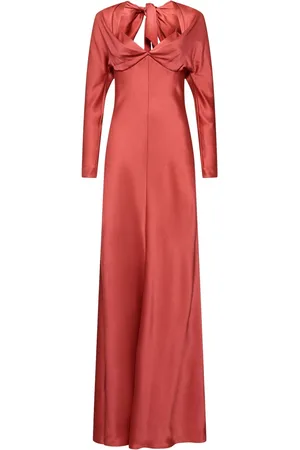 Alberta Ferretti Vestito Lungo In Raso Drappeggiato