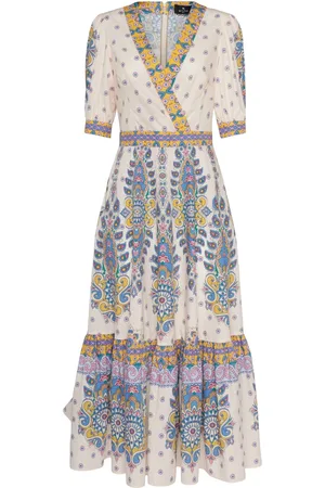 Etro Vestito Midi In Cotone Stampato