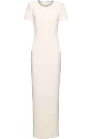 Roland Mouret Vestito Lungo Maniche Corte In Crepe