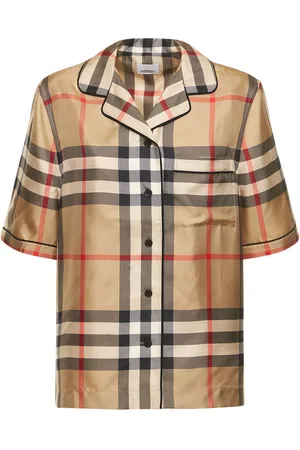 Burberry Camicia Bowling Tierney In Twill Di Seta Check