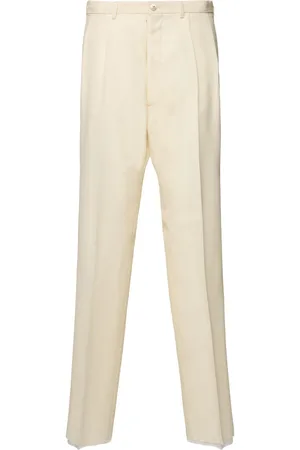 Maison Margiela Pantaloni Dritti Vita Alta In Mohair E Seta