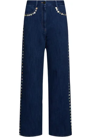 FORTE FORTE Jeans Dritti In Denim Di Cotone Con Ricami