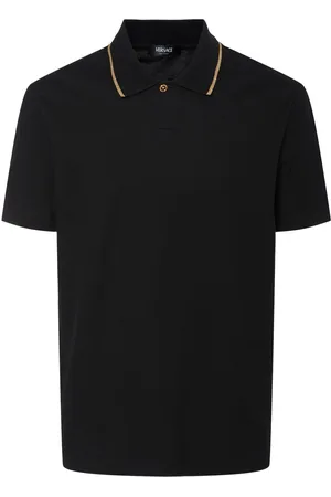 VERSACE Polo In Cotone Piqué Con Colletto In Maglia