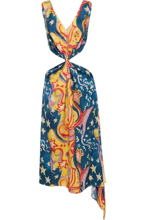 Marni Vestito Midi In Raso Envers Stampato