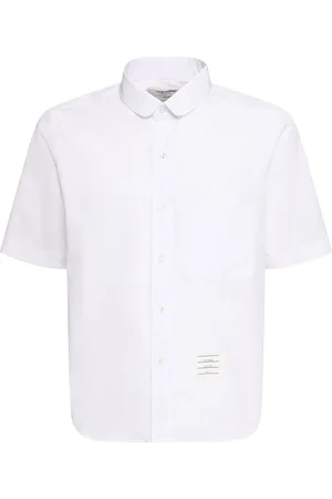 Thom Browne Camicia Dritta In Cotone Con Colletto Tondo
