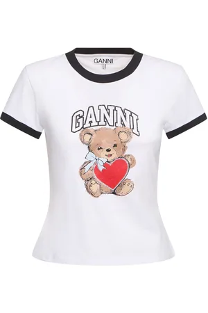 Ganni T-shirt Bear In Jersey