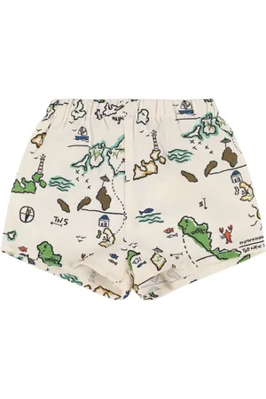 The New Society Shorts In Popeline Di Cotone Stampato