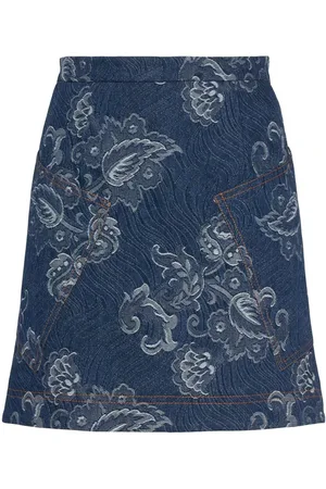 Etro Minigonna In Denim Stampato