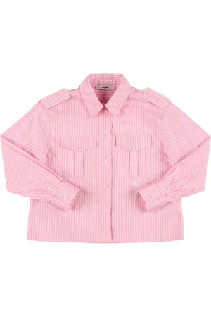 Msgm Camicia In Popeline Di Misto Cotone A Righe