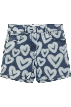 Stella McCartney Shorts In Denim Di Cotone Stampato