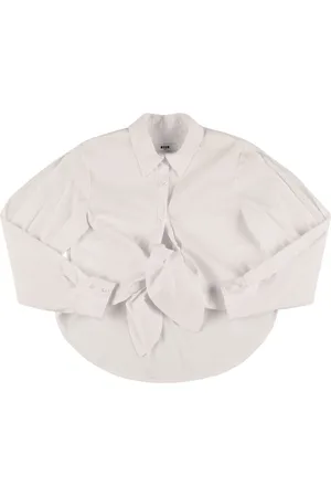 Msgm Camicia In Popeline Di Misto Cotone Con Nodo