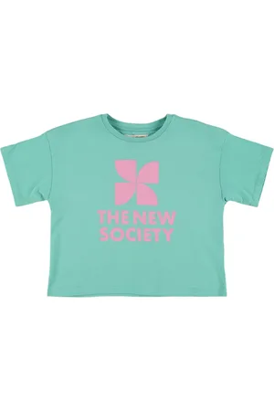 The New Society T-shirt In Jersey Di Cotone Stampato