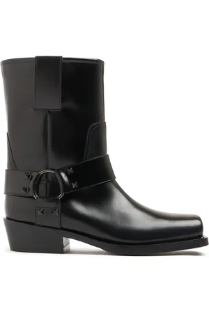 VALENTINO GARAVANI Stivali Biker Rockstud In Pelle 40mm