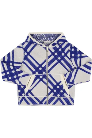 Burberry Cardigan In Maglia Di Lana Check Con Cappuccio