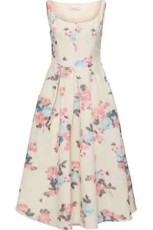 Serafini Vestito Midi In Taffetà Floreale