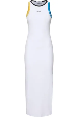 Msgm Vestito Midi In Jersey Con Logo