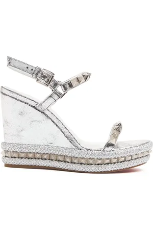 Christian Louboutin Zeppe Pyraclou In Pelle Lamé 110mm