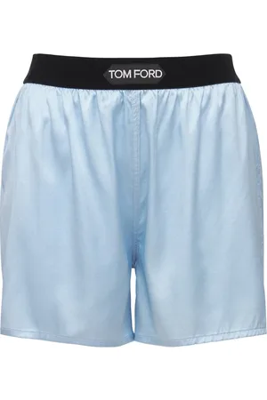 Tom Ford Shorts In Raso Di Seta Con Logo
