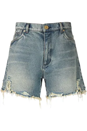 Balmain Shorts In Denim A Taglio Vivo