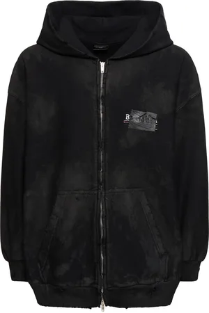 Balenciaga Felpa In Cotone Effetto Vintage Con Cappuccio
